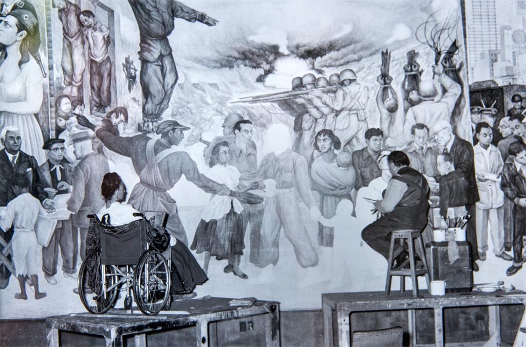 Frida Kahlo Posing for Diego Rivera's Mural by Lola Alvarez Bravo